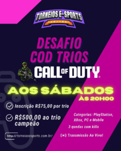 Desafio Warzone Ressurgência Trios – Aos sábados – 3 quedas com kills